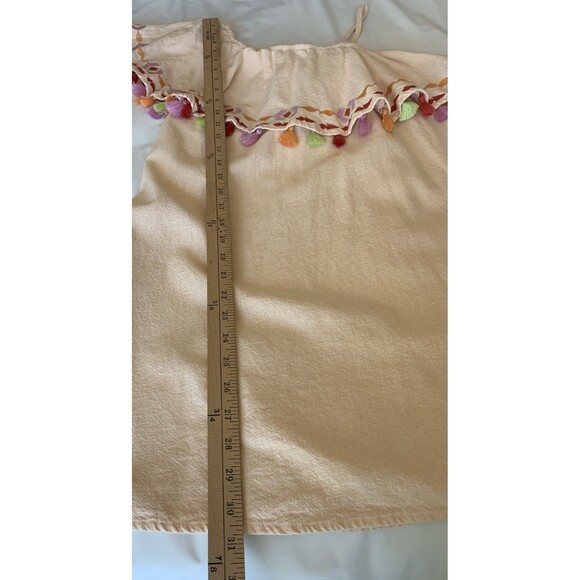 Piper One Shoulder  Ruffle Tassel Flirty Boho Mini Dress Peach Color Sz Small - Picture 5 of 9